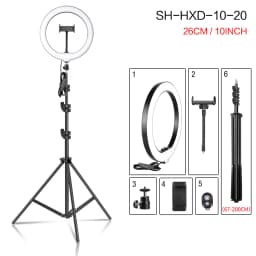 10 inch Selfie Desktop Ring Light LED Lamp Tripod Stand Phone Holder for Live Stream Makeup YouTube Video Photography Studio