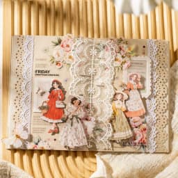 100pcs Cute Characters Sticker PET Junk Journal Material Girl Life DIY Scrapbooking Card Collage Stationery Decals