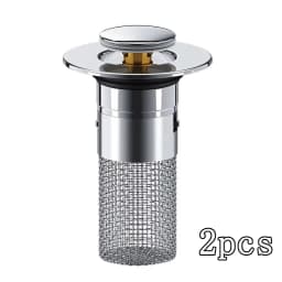 2PCS Washbasin Leak Plug, Stainless Steel Odor Proof Bouncing Core, Press Type Sink Drain, Universal Accessory for Washbasin