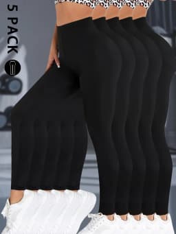 5 Pack Women's Super Soft Leggings, High Stretchy No See Through Pants, for Casual Attire, All-Season