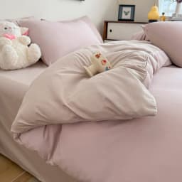 Ins Style Solid Color Duvet Cover Set Washed Cotton Bedclothes Comforter Cover Pillowcase Soft Bedding Sets Quilt Covers 220x240