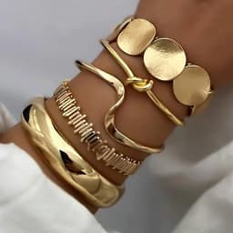 Retro Boho Minimalist Bracelets Set For Women Luxury Exaggerated Geometric Design Wide Metal Bangles Daily Wear Jewelry Gift New
