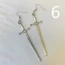 Golden Colour Goth Swords Earrings Long Gothic Medieval Tarot Viking Alternative Statement Women Men Gift Mystical Jewellery