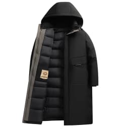 2026 new arrival winter hooded jacket long style sill-like cotton jackets men,mens fashion thicken warm parkas trench coat male