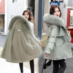 Spring Parkas Women Coats Mid Length Coat Thick Warm Hooded Drawstring Jackets Splice Zipper Tight Waist Jacket Autumn Winter