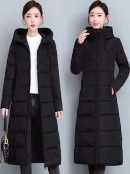 plus Size Women's Winter Cotton Jacket Thickened Long over Knee down Coat Warm Commuter Style Zipper Closure Color