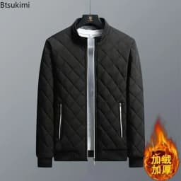 2026 Men's Thick Warm Bomber Jacket Coats Autumn Winter Fleece Lined Casual Jacket for Men Slim Fit Winter Clothing Parkas 5XL
