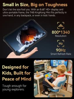 Cubot Tab KingKong Mini Android 15 Rugged Tablet 16GB(6+10) 128GB 10200mAh 8.68'' 90Hz Screen Camping Light 48MP Camera GPS Pad