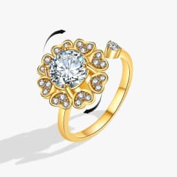 SMJEL Flower Shiny Rhinestone Rotatable Fidget Spinner Ring for Women Anti Anxiety Butterfly Animal Design Anti Stress Accessory