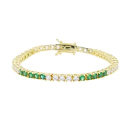 18k Gold Plated 3MM 4 Prong Setted 5A CZ Tennis Chain Bracelet High Quality Green Blue Red Colorful Summer Jewelry