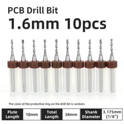TOOLEYE 10pcs PCB Drill Bit Set Micro Drills Printed Circuit Board 1/8" Shank Mini CNC Drill Bits 0.1-3.175mm Drilling Tools