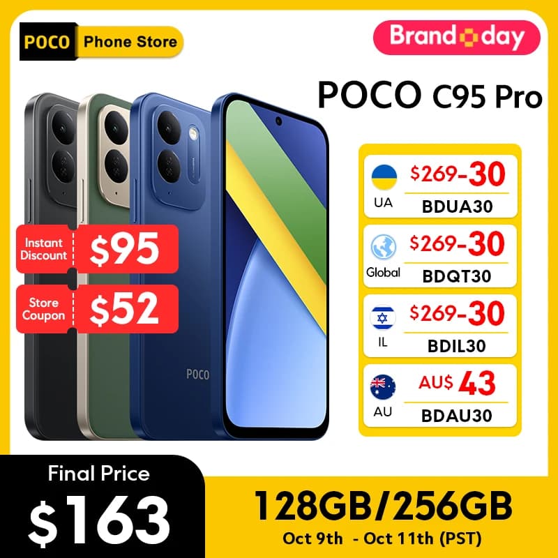 Newest POCO C95 Pro Smartphone Global Version 7500mAh Battery 45W Charging 6.9" 120Hz display 50MP Camera Helio G91-Ultra