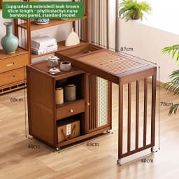 2025 Hot Selling Portable Tea Table with Heating Kettle for Home Balcony Tea Ceremony