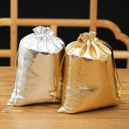 50pcs/lot Gold and Silver Cloth Bags with Drawstring Openings Jewelry Packaging Bags Drawstring Gifts Wedding Candy Bags