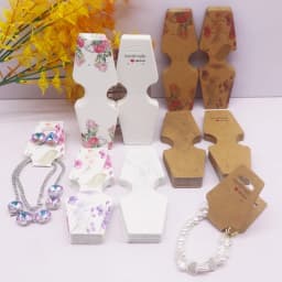 50 Pcs Jewelry Cards, Folded with Adhesive, Self-Adhesive Hanging Card, Jewelry Display Card