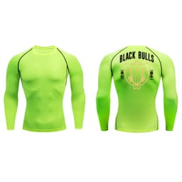 Black Bull Print Compression Shirts for Men Athletic Quick Dry Baselayers Undershirt Gym Workout Running Rash Guard Tshirt Tops