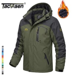 TACVASEN Men's Ski Parka Jacket Waterproof Fleece Lined Insulated Thermal Snowboard Sports Work Winter Jacket with Detached Hood
