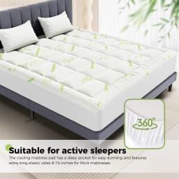 JHK Bamboo Fiber Soft Mattress Topper with Deep Pockets 400g Thick Mattress for Back Pain Relief Breathable Cooling Material
