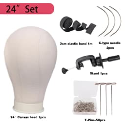 Nunify Mannequin Head Wig Stand Rose Pink 22"Canvas Head 21-25" Wig Head Stand Adjustable Tripod Stand Wigs Making Display Tools