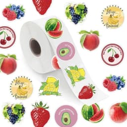 500 Pcs / roll 2.5cm Fruits and Vegetables Shaped Waterproof Sticker Sealing Sticker Decorative Sticker Label