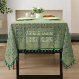 Luxury Crochet Diamond Solid Tablecloth Hollow Non-Slip Lace Table Cover for Wedding Banquet American Wear-Resistant Home Decor
