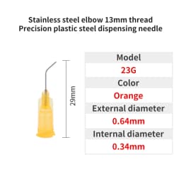 20pcs 13mm Elbow Dispensing Machine Injection Needle 14G-27G Stainless Steel Dispensing Needle Spiral Mouth Nozzle Glue Needle