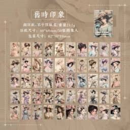 50 Sheets/pack Classical Retro Beauty Scrapbook Journal Diary DIY Paper Stickers Decorative Collages Material