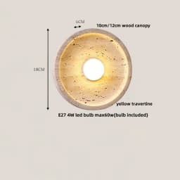 IWHD Nordic Modern LED Wall Lights Living Dining Room Bar Yellow Travertine Interior Home Decor Creatvie Bedside Lamp Lamparas