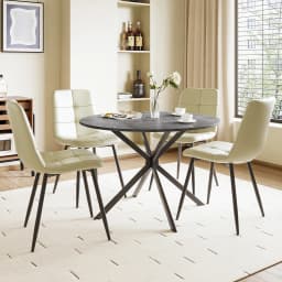 Dining Table and Chairs Set of 4, Folding Round Kitchen Table With Chairs for Dining Room,Kitchen