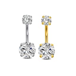 Butterfly-bow Dangled Navel Ring Piercing 14G Flower Heart Crystal CZs Belly Button Ring for Women Stainless Steel Belly Jewelry