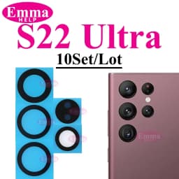 10sets Back Rear Camera Lens Glass For Samsung S24 S25 S26 Ultra S22 S23 Plus Lens Glass with Adhesive Oleophobic Coating