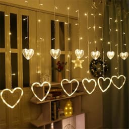 LED Romantic Heart Shaped Curtain String Lights 8 Modes Christmas Fairy Lights Garland for Home Garden Wedding Party Decoration