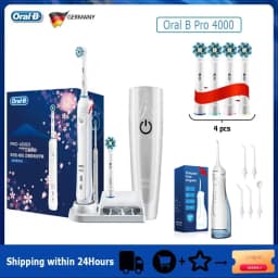 Oral B Electric Toothbrush Pro 4000 3D Action Daily Clean Teeth Visible Pressure Sensor 4 Modes Gum Cares Waterproof Rechargeabl