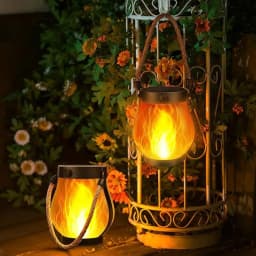 Solar Flame Rope Lantern Type-C Fast Charging Waterproof Hanging Lamp with Flickering 3D Flame for Garden Patio Camping Decor