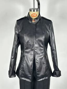 Women PU Leather Coats Solid Short Jackets Long Sleeves Stand Collar Zipper Thin Skinny Slim Fit Office Lady Casual 2025 Autumn