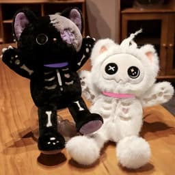 35cm 2 Colors Skeleton Cat Plush Toys Unique Cat Stuffed Animals Halloween Skeleton Cat Plush Doll Eid Mubarak Halloween Gifts
