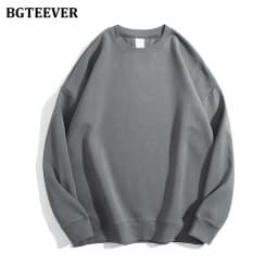 BGTEEVER Casual O-neck Loose Women Pullovers Spring Autumn Long Sleeve Basic Cotton Sweatshirts for Women
