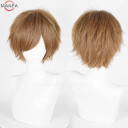 Anime 30cm Short Straight Cosplay Wig Black White Green Brown Purple Blue Gray Red Gold Man Women Heat Resistant Synthetic Hair