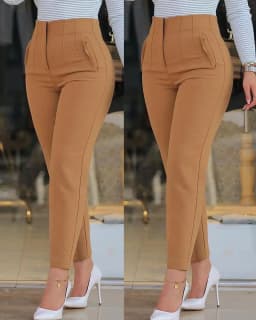 Fashion Solid Slim Trousers Elegant Office Lady High Waist Pocket Nine Point Pants 2025 Autumn New Casual Women Clothing