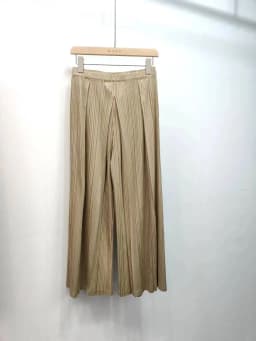 LANMREM Folded Design Elastic High Waist Women's Trousers 2026 New Summer Pleated Wide Leg Pants With Pockets Chic Cloth 2DB3511