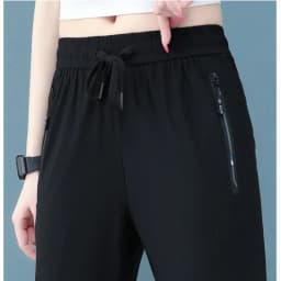 Women's Spring Summer Thin Ice Silk Pants Comfortable Breathable Casual Elastic Beam Feet Pants Slim Sports Fitness Trousers