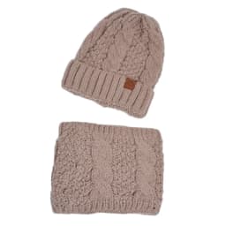 Women's Winter Hat and Neck Warmer Set, Warm Knit Hat with Ear Protection, Hooded Yarn Cap