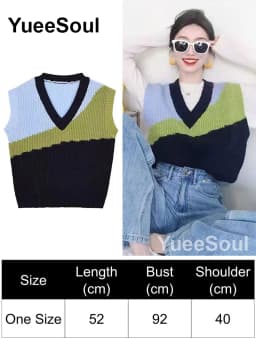 Green Knit Vest Printed Sleeveless Pullover Oversized Women Sweater Vest 2026 New Y2K Vintage Knitwear Women's Autumn Clothing