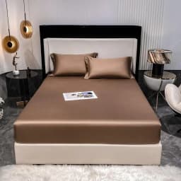 1000TC Premium Egyptian Cotton Fitted Sheet Elastic Bed Sheet, Solid Plain Long Staple Natural Cotton Bed Sheet Pillowcases