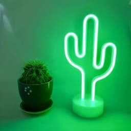 1pc Green LED Cactus Neon Light With Base Decorative Bedroom Light Desktop Night Lamp Suitable For Wedding Birthday Party Decor