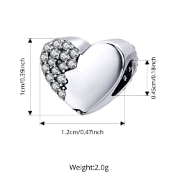 WOSTU Copper Heart Charm Rose Four-leaf Pendant Plated White Gold Fit 0.45cm Bracelet Original For Women  Fashion Jewelry Gift