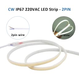 AC220V COB LED Strip Light IP67 Waterproof Flexible Ribbon 2Pin Wire/EU Plug Tape Lamp 3000K/4000K/6000K Outdoor Linear Lighting