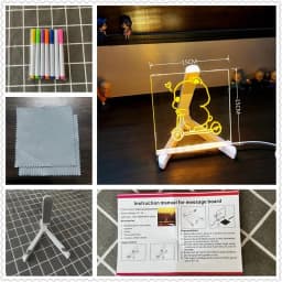 Acrylic Clear Light Up Drawing Board Glow Memo LED Rewritable Message Board Kids DIY Toys with 7 Color Markers Pen and Stand