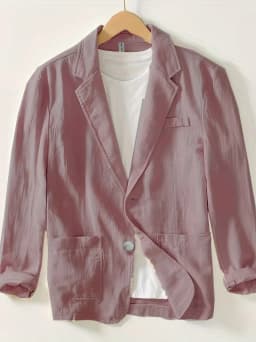 man's Coat 2026 New Casual Suit single-layer Jacket Solid Color Cotton Linen Solid Color Button Pocket Long Sleeve Clothing