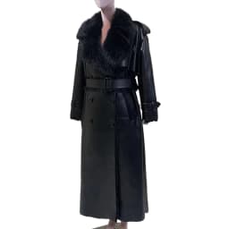 Nerazzurri Winter Long Oversized Thickened Warm Black Fluffy Faux Sheepskin Coat Women Double Breasted Loose Furry Overcoat 2024
